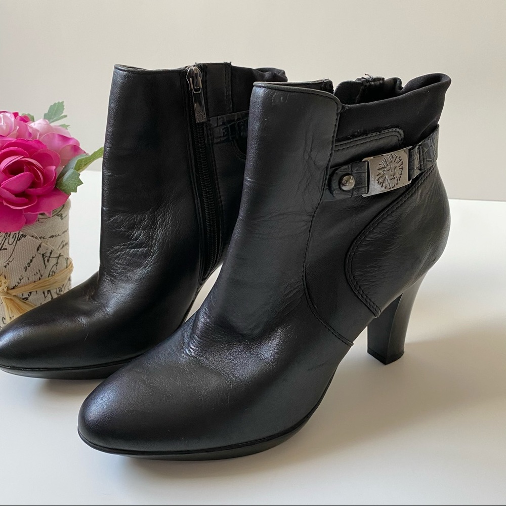 Anne Klein Akasher Leather Dressy Ankle Boots